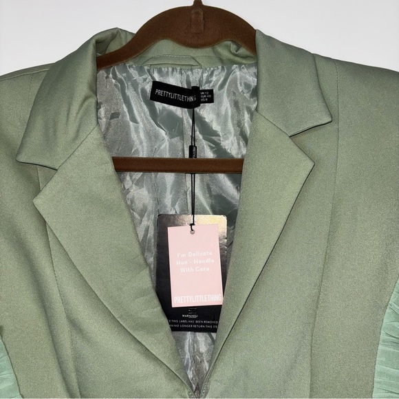 Pretty Little Things Women's 8 Maternity Sage Green Ruched Side Blazer Spring - Picture 8 of 16
